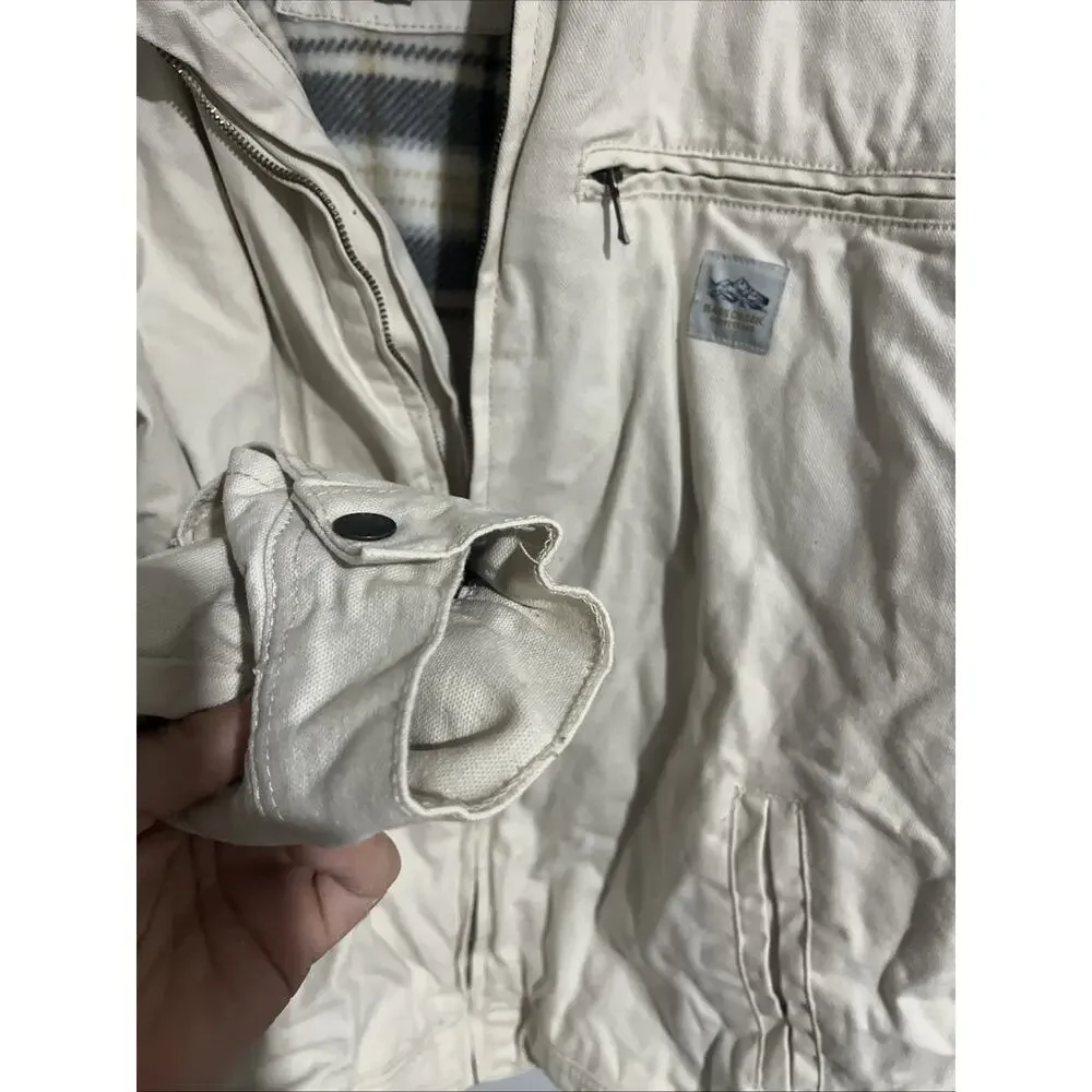 Bass Creek Outfitters Mens Beige Full Zip Jacket Point Collar Logo Size Large